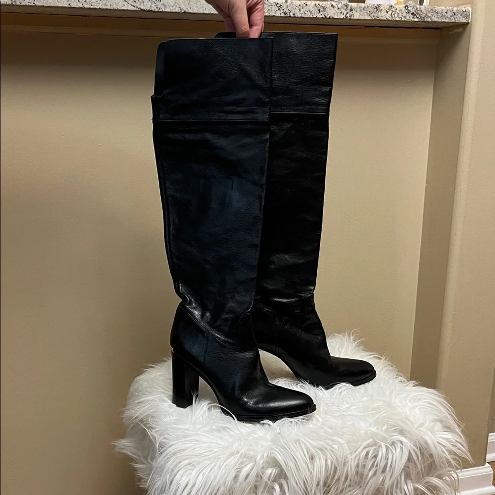 Michael Kors Black Over-The-Knee Leather Boots